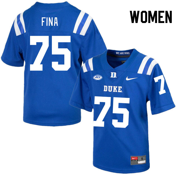 Women #75 Bruno Fina Duke Blue Devils College Football Jerseys Stitched-Royal